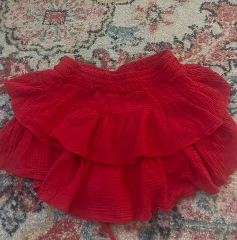 The Moon day+ red mini ruffle skirt