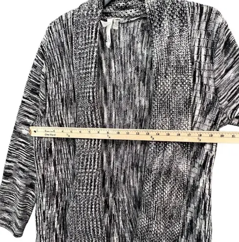 Ny Collection Cardigan Women XL Black White Tunic Knit Sweater Open Front Layers