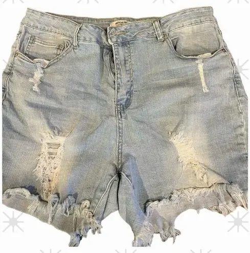 American Bazi Distressed Stretch Jean Shorts Size 1X Size 16-18