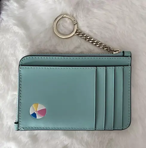 Kate Spade NWT  Poolside Medium L-Zip Card Holder Blue Novelty