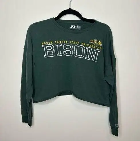 Russell Athletic Women's NDSU Green Long Sleeve Cropped Tee-Medium