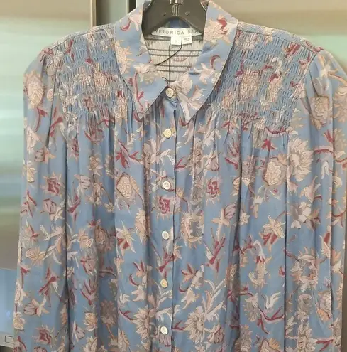 Veronica Beard 💕💕 Dazed Floral Shirt ~ Cornflower Blue 2 NWT
