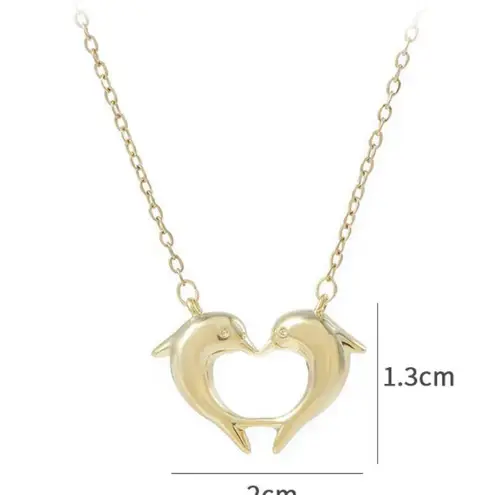 Gold Dolphin Heart Necklace