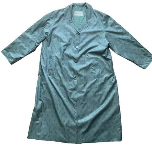 Vintage Claude Harvey Paris Teal Blue Rain Jacket Trench Coat L Green Size L