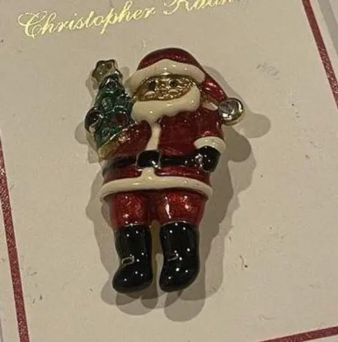NWT Christopher Radko Santa Gold Tone Red Suit Christmas Brooch Pin