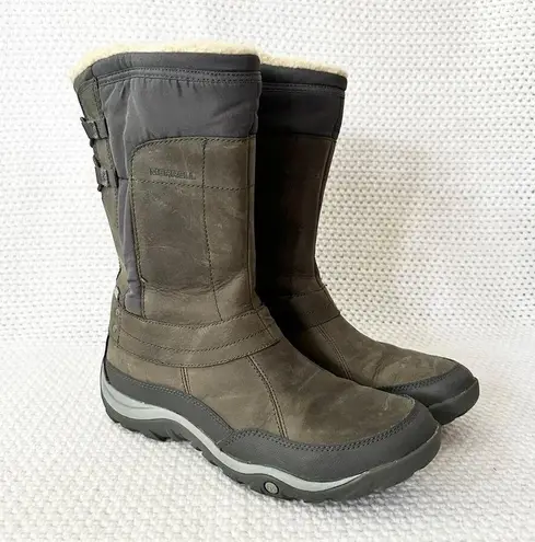 Merrell Grey Pewter Mid Calf Murren Waterproof Hiking Zip Boots Lined 10 J02165