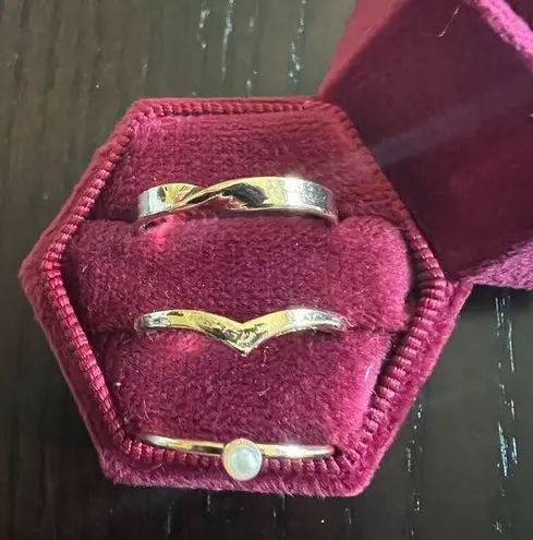 Elegant Gold and Silver Women's Ring Trio Set Size 7