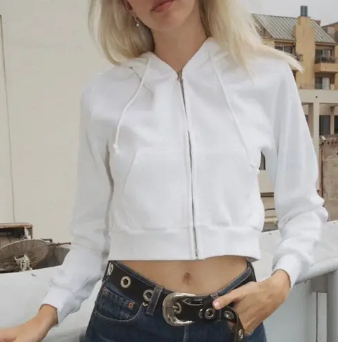 Brandy Melville Brandy meville white crystal crop hoodie 35 30 Off Retail From Shar