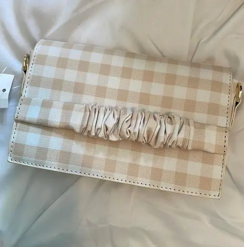 Tan Gingham Clutch