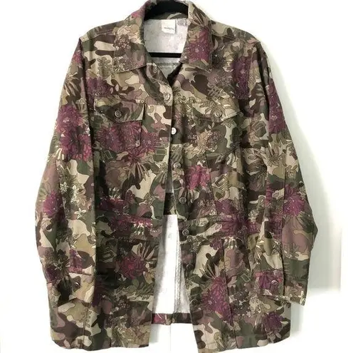 Roaman’s Floral Camo Print Denim Jacket Size undefined