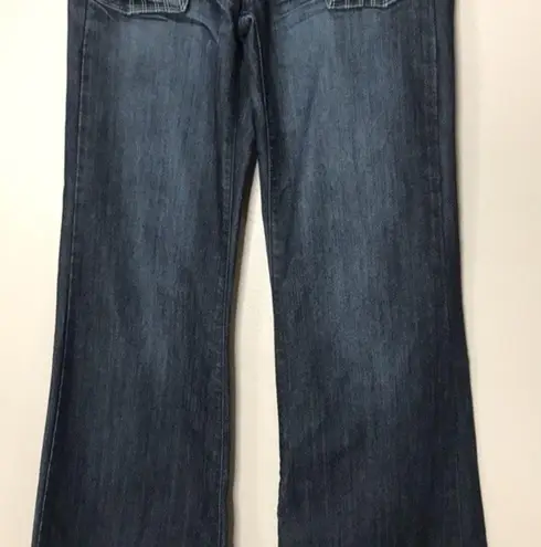 Bebe  ladies darkwash wide leg flare denim jeans size 27