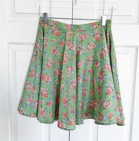 Moon Collection Green Floral Skater Skirt