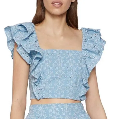 BCBGMAXAZRIA Ruffle Eyelet Top