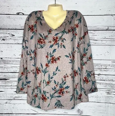 Agnes & Dora NWT Size L Sienna Floral Print Urban Pullover V-Neck Knit Top
