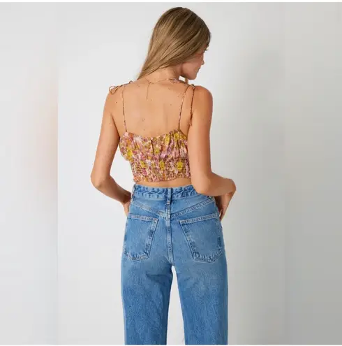 Patrons of Peace Joan Top Women Multicolor Floral Smocked Strap Ruffle Edge