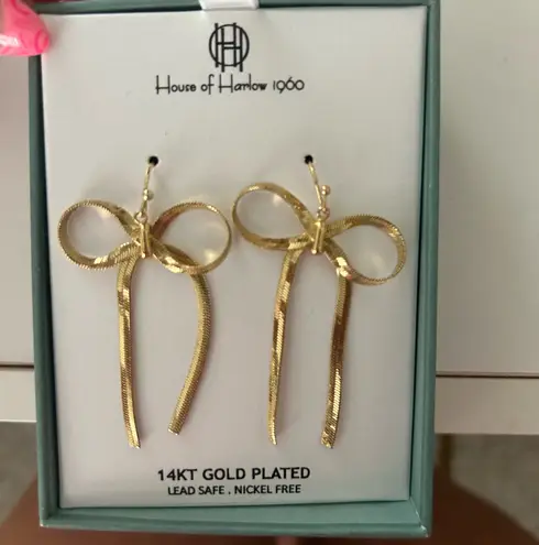 House of Harlow Gold Bow Earrings