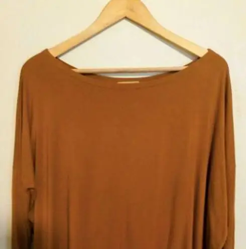Piko 1988 Loose Fit Long Sleeve Top-Medium-Bamboo Blend-Boat Neck-Mustard-Soft