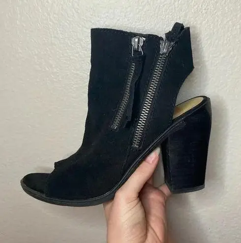 Dolce Vita Open Toed Suede Booties Size 8 Black Boots