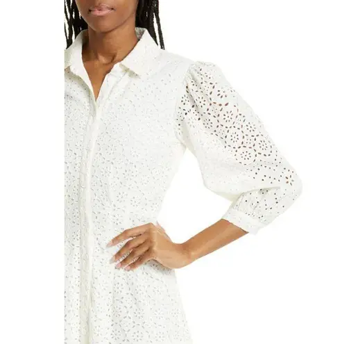 Veronica Beard Kylan Eyelet Cotton Shirtdress in White Size 2