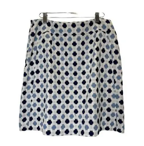 Boden Women's White with Light and Dark Blue Patterned Tweed Lined Skirt Size 8L