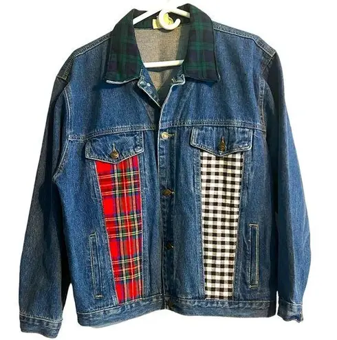 Jean Jacket Vintage 90s Country Pickins 1990s Plaid Denim Checked Retro Y2K Size M