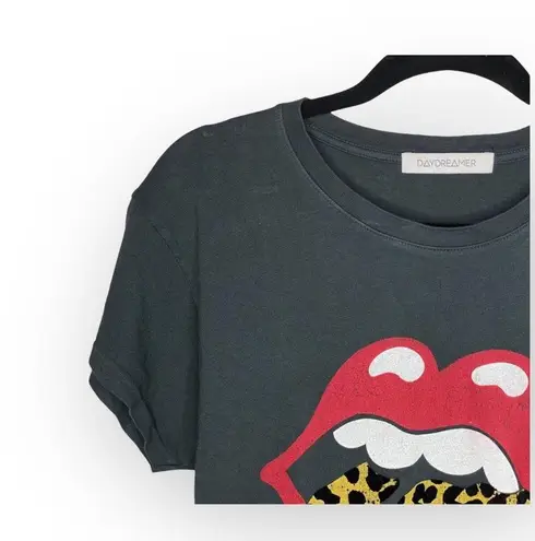 Daydreamer ☻ Rolling Stones Plush Leopard Rock Band Tee T Shirt ☻ Vintage Black