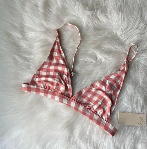 Ris-k Barbiecore Bikini Top Plaid Pink Size Medium NWT