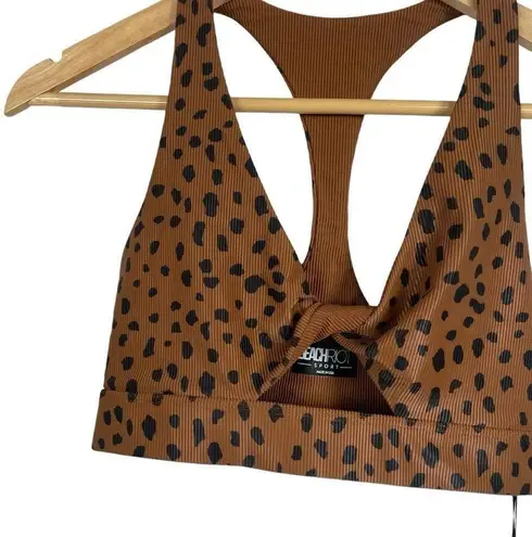 Beach Riot NWT Twist Front Spotted Sports Bra in Brown/Black Size S
