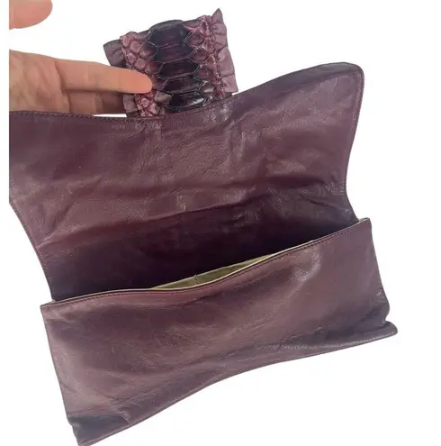 LAI Real Python Skin Leather Clutch Purple