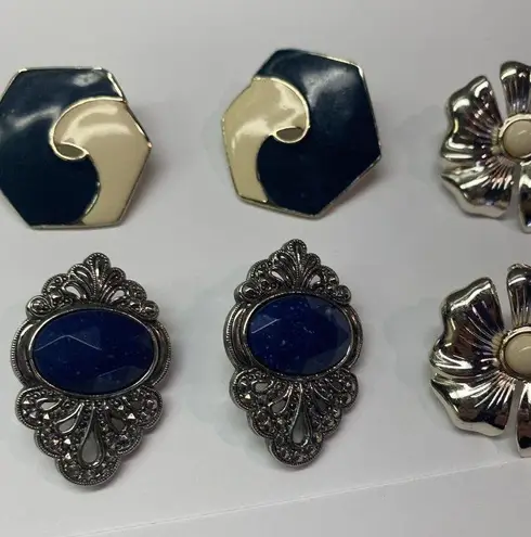 Lot Of 3 Large Costume Earrings Vintage