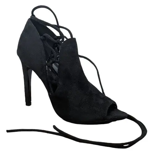 Cape Robbin Faux Suede Black Strappy Heels Size 8.5 Sexy Strappy Suede Heels