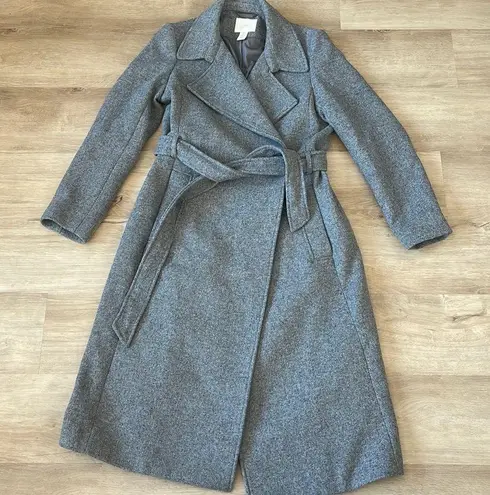 H&M  Tie Belt Coat Grey Melange size S