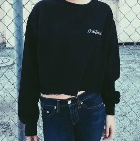 Brandy Melville  John Galt Black Cropped California Sweatshirt Small