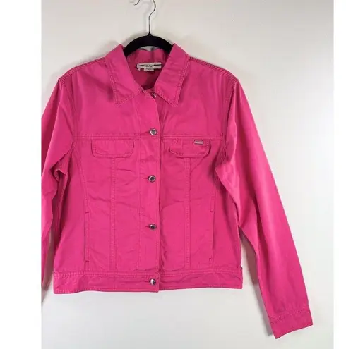 VINTAGE Escada Womens Jacket Pink Button Up Denim Trucker Long Sleeve 40 US XS - Image 5