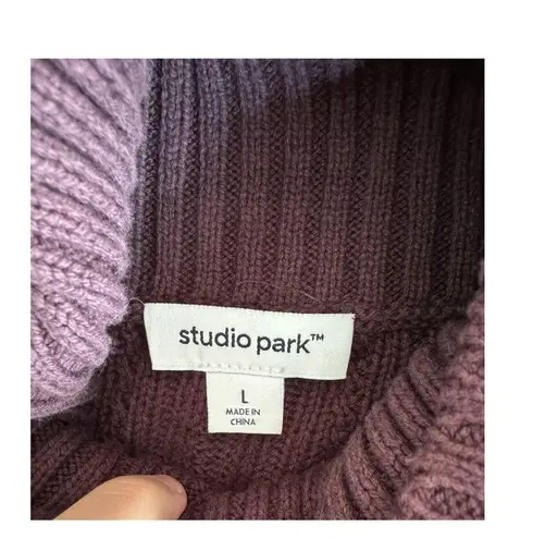 Studio Park Shawn Killinger Cold Shoulder Cable Knit Sweater Huckleberry Large Purple