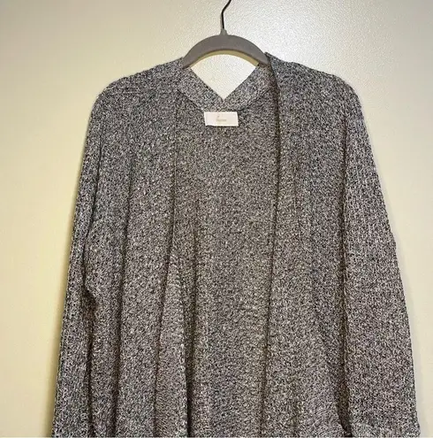 Anthropologie Braeve Knit Grey Cardigan Long Waterfall Slouchy Open Knit Front Gray Size undefined
