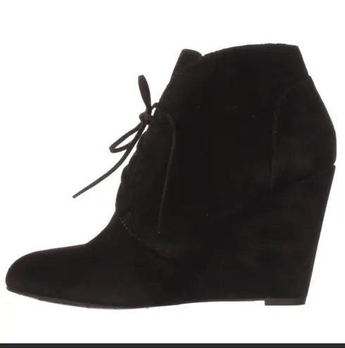 via spiga black suede wedge booties. Never worn