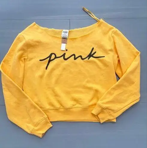 Victoria's Secret Pink Vs off the Shoulder Cropped Yellow Sz M