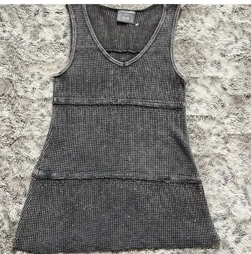 Vocal gem/sequin mineral wash blue gray tank top