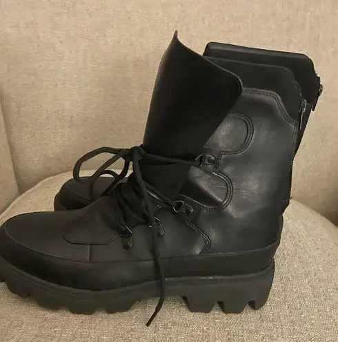 Cyber Tech wear Black Leather Lace up Boots, PO#003620 Size 9.5