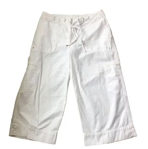 Ralph Lauren Lauren  100% Cotton Wide Leg Cargo Pedal Pusher/Capri White Pant 12P