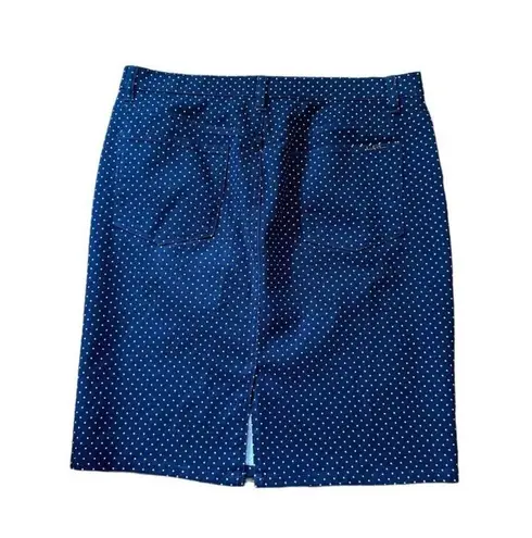 Lauren jeansco Navy Blue Polka Dot Pencil Skirt Classic Vintage Style KneeLength Size 12