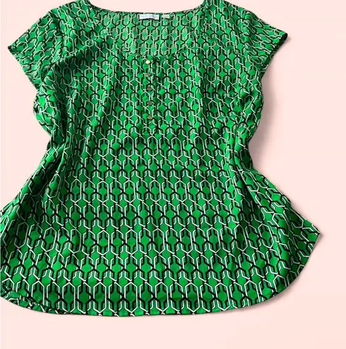 New York & Company Green Cap Sleeve Blouse Size XL
