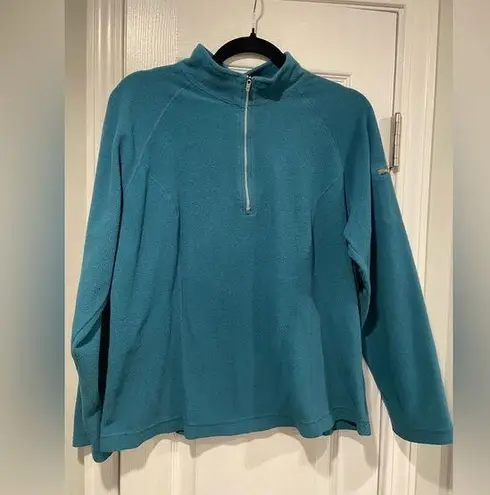 L.L. Bean Teal 1/4 Zip Pullover Long Sleeve Fleece Top Mock Neck Pocket Size L Green Size L