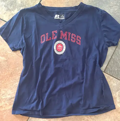 Russell Athletic Vintage University of Mississippi Ole Miss V-neck Baby Tee