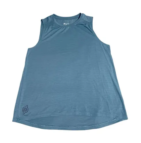 Peloton Size XL Women Athletic Tank Top Thin Striped Blue Sleeveless Smocked