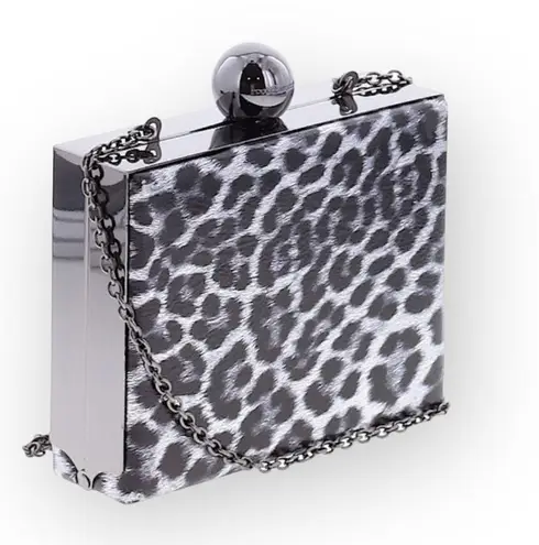 new RoccoBarocco ❤︎ Animal Print Minaudière Box Bag ❤︎ Drop In Chain Handle ❤︎