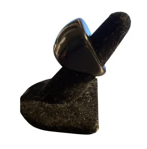 None Dark Blue Cobalt Blue Acrylic Lucite Large Dome Cocktail Ring Size 6.5