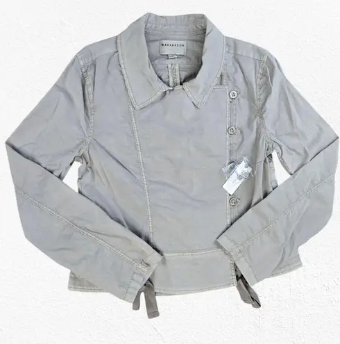 Marrakech Pearl Gray Cotton Jacket Asymmetrical Button Utility Coat Size Large