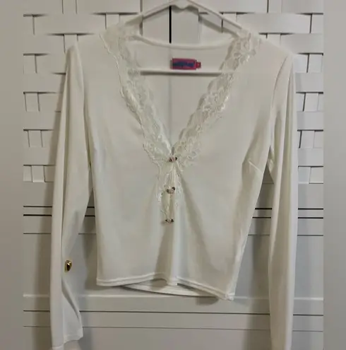 Edikted White Long Sleeve Top with rose Lace Detail